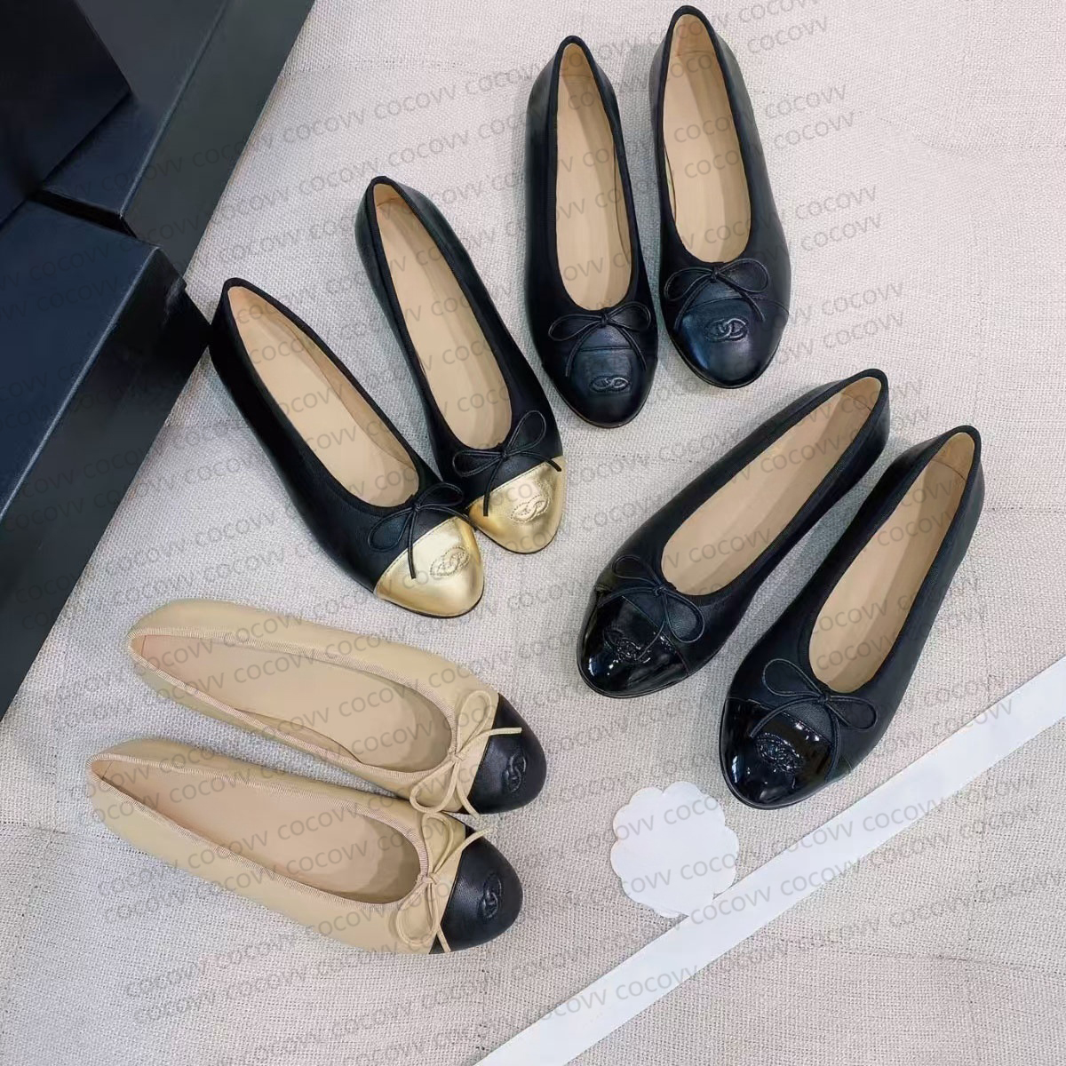 Designer luxury ballet flats women shoes Pumps quilted shoes Real leather ballet shoes bow round toe women's formal leather shoes dress Round Toe Dance Footwear