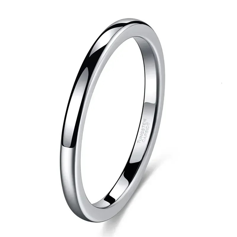2mm/4mm/6mm/8mm Ring Pure Silver Color Tungsten Ring Couple Engagement Ring Lovers Jewelry Wedding Band Alliance Men Women 250213