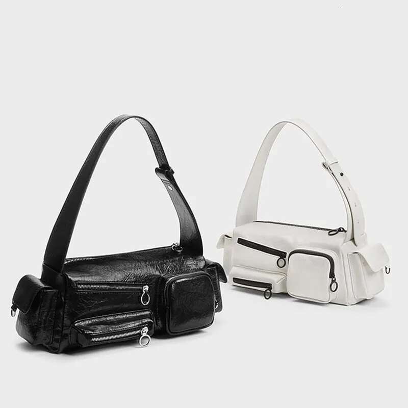 Europe And The United States Motorcycle Wind Multi-Pocket Zipper Women's Advanced Sense Commuter All Shoulder Crossbody Bag