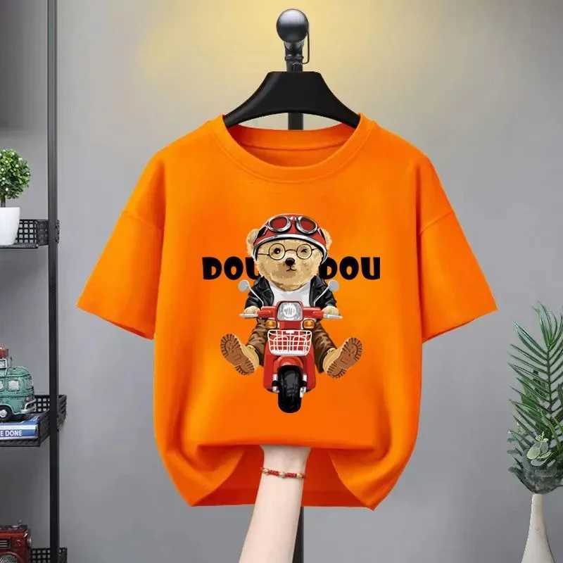 T-shirts Boys and Girls 100% Cotton T-Shirts Summer Baby Sports Cartoon T-Shirts Fashion Printed Cool Bear Crew Childrens Clothing H250220