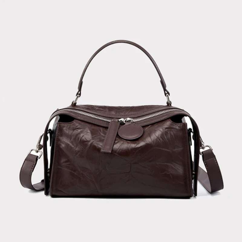 Burminsa Cowhide Genuine Leather Pillow Small Shoulder Crossbody Bags For Women 2024 Trend Designer Boston Tote Ladies Handbags