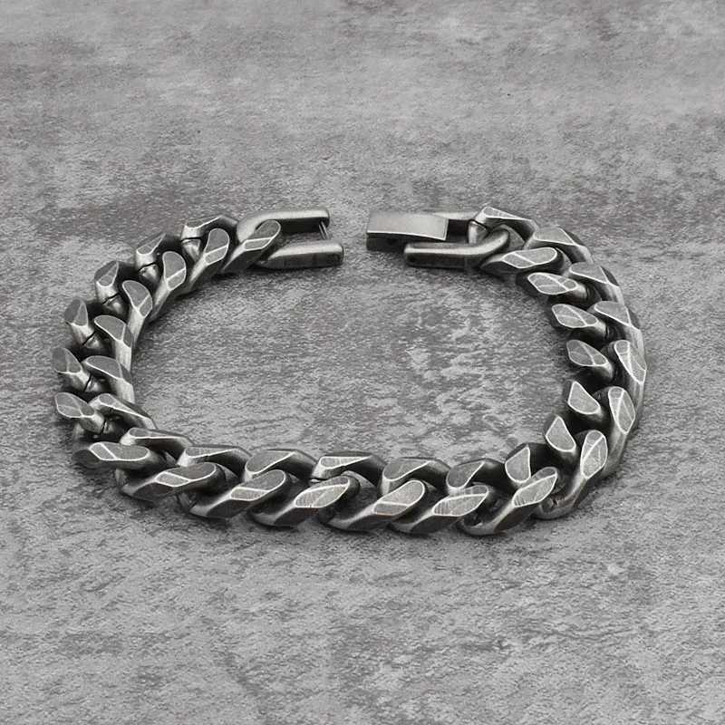 Punk Vintage Stainl Steel Rock Bangle Bracelet Cuban Chain Fashion Jewelry Hip Hop R Women Men Unisex Gift PartyXJ250219