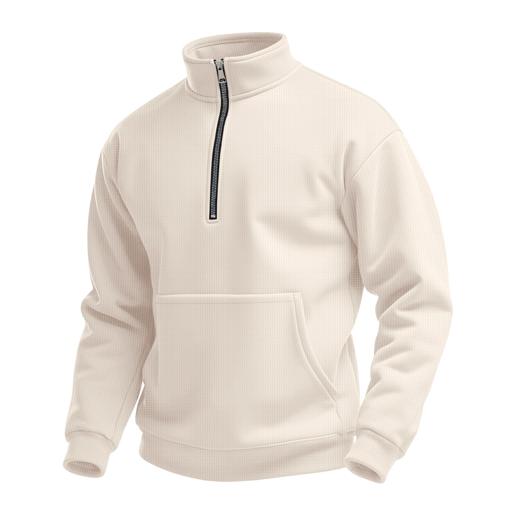 LW02192 2025 New Autumn Men's Waffle Zipper Turtleneck Sweatshirt