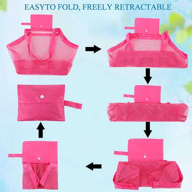 Childrens beach foldable mesh bag childrens toy storage bag swimming large beach ecological bag womens makeup bag Z250219