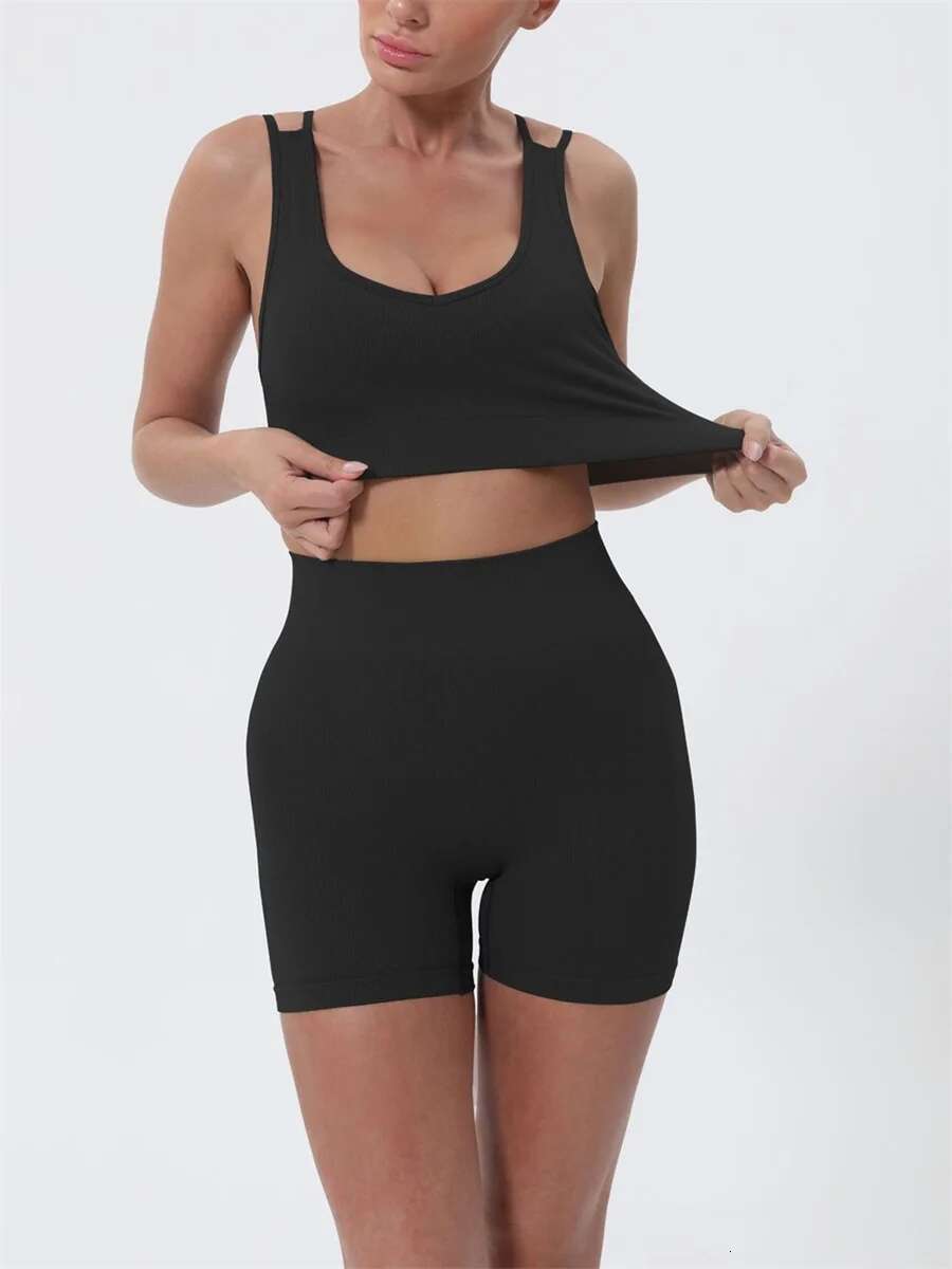 Women S Summer 2 Piece Outfits Sleeveless Crop Tops High Waisted Shorts Set Casual Activewear Beachwear