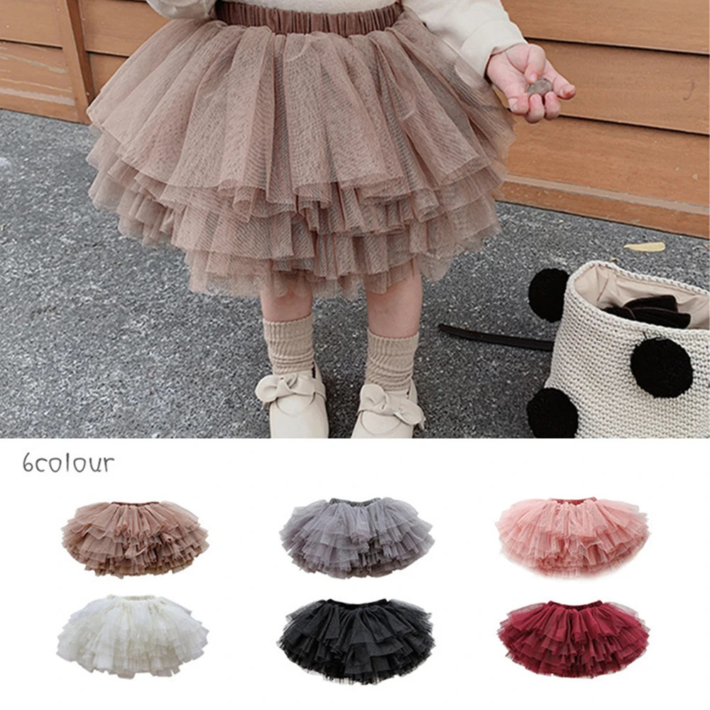 Baby Girls Brown Tutu Skirt Super Fluffy 6 Layers Pettiskirt Princess Ballet Dance Skirts Kids Tulle Skirt Xmas Child Clothes 250220