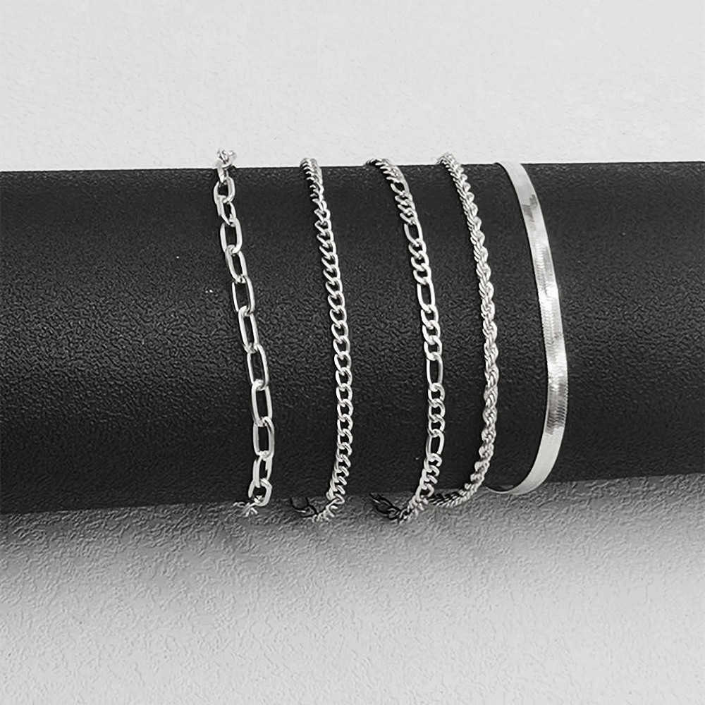 Charm Bracelets Bohemian Minimalist Handicraft Metal Figaro Chain Womens Set Multi layered Chain Minimalist Bracelet H25220