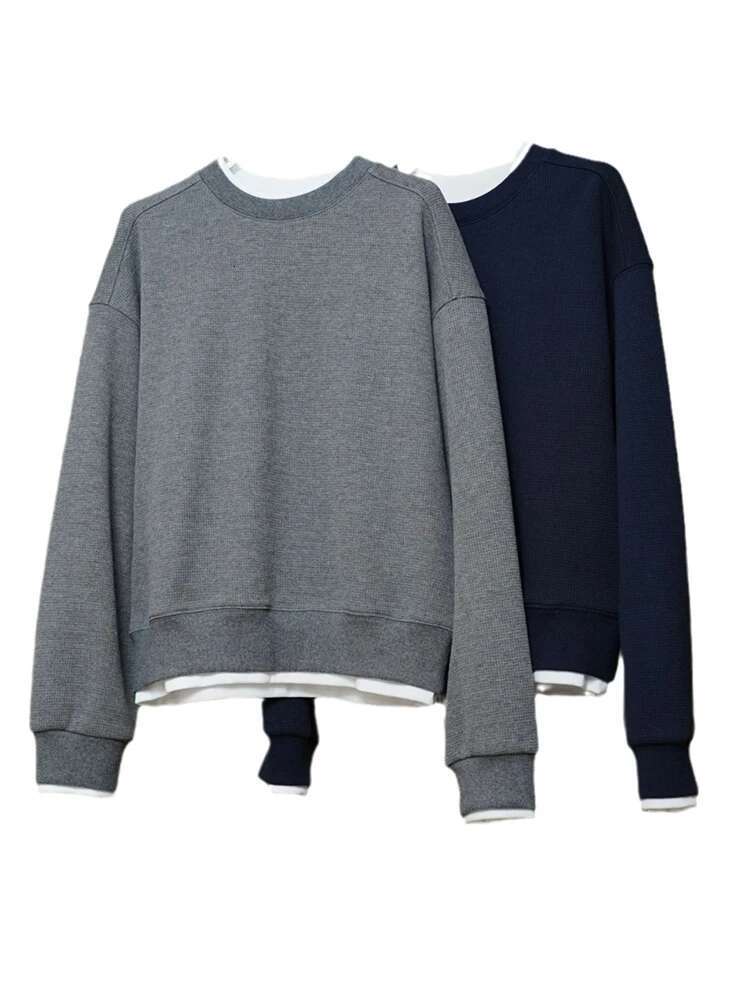 Fashion Casual Loose Pullover Sweatshirt For Women Round Neck Long Sleeve Korean Style Tops 2025 Autumn New 26D8726