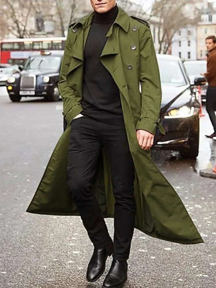Streetwear Fashion Trench Thin Coat Designer Overlong British Coats Man's Clothing With Epaulets Men's Jackets For Spring