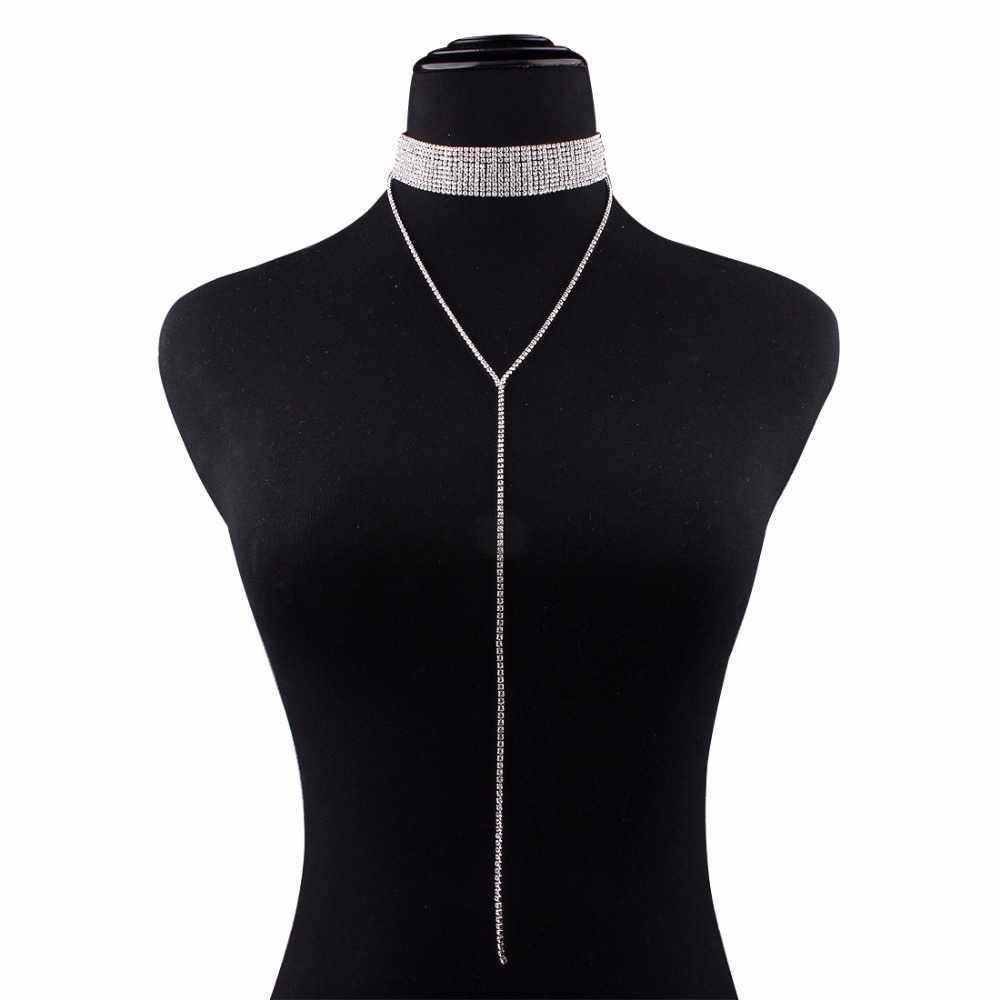 Pendant Necklaces Claw Chain with Diamonds Long Necklace Womens Multi drainage Diamond Collar Summer Beach Clothing Personality Long Pendant Accessori