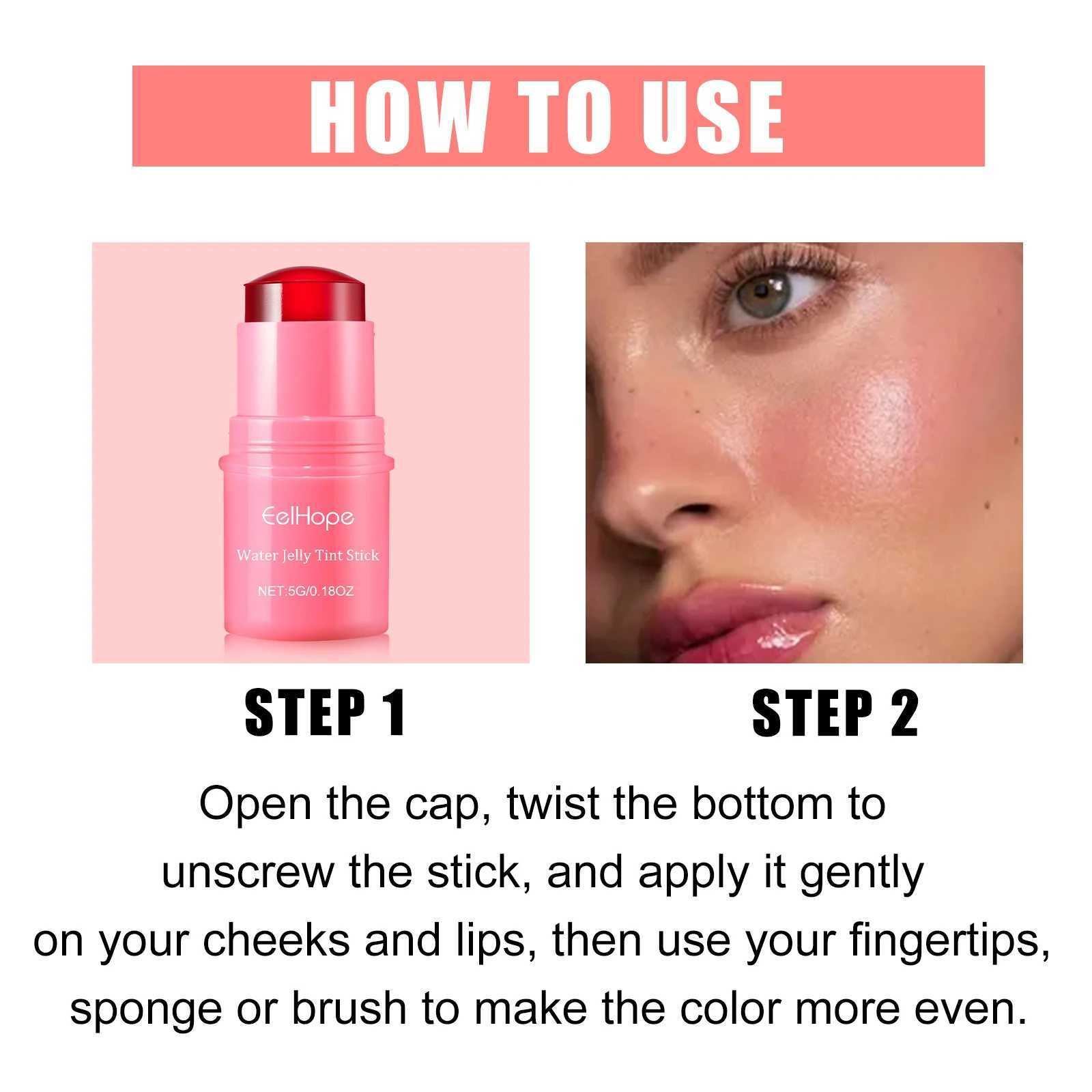 EELHOE 3-in-1 Cheek and Lip Moisturizing B-shaped Eye Cream Cheek and Lip Gloss Cream Fruit Jelly Matte Contour MakeupW250220