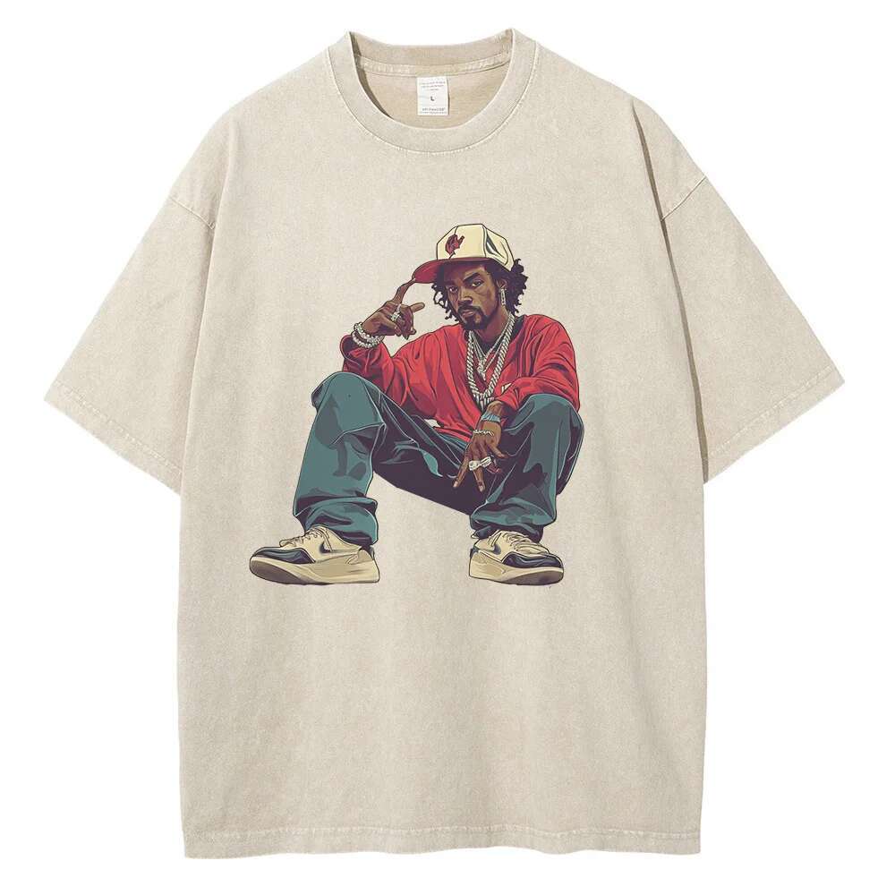 T-shirt in Heavy Cotton with Characters Hip Hop, Graphic, DistMurcia, Washed, Retro, Gothic