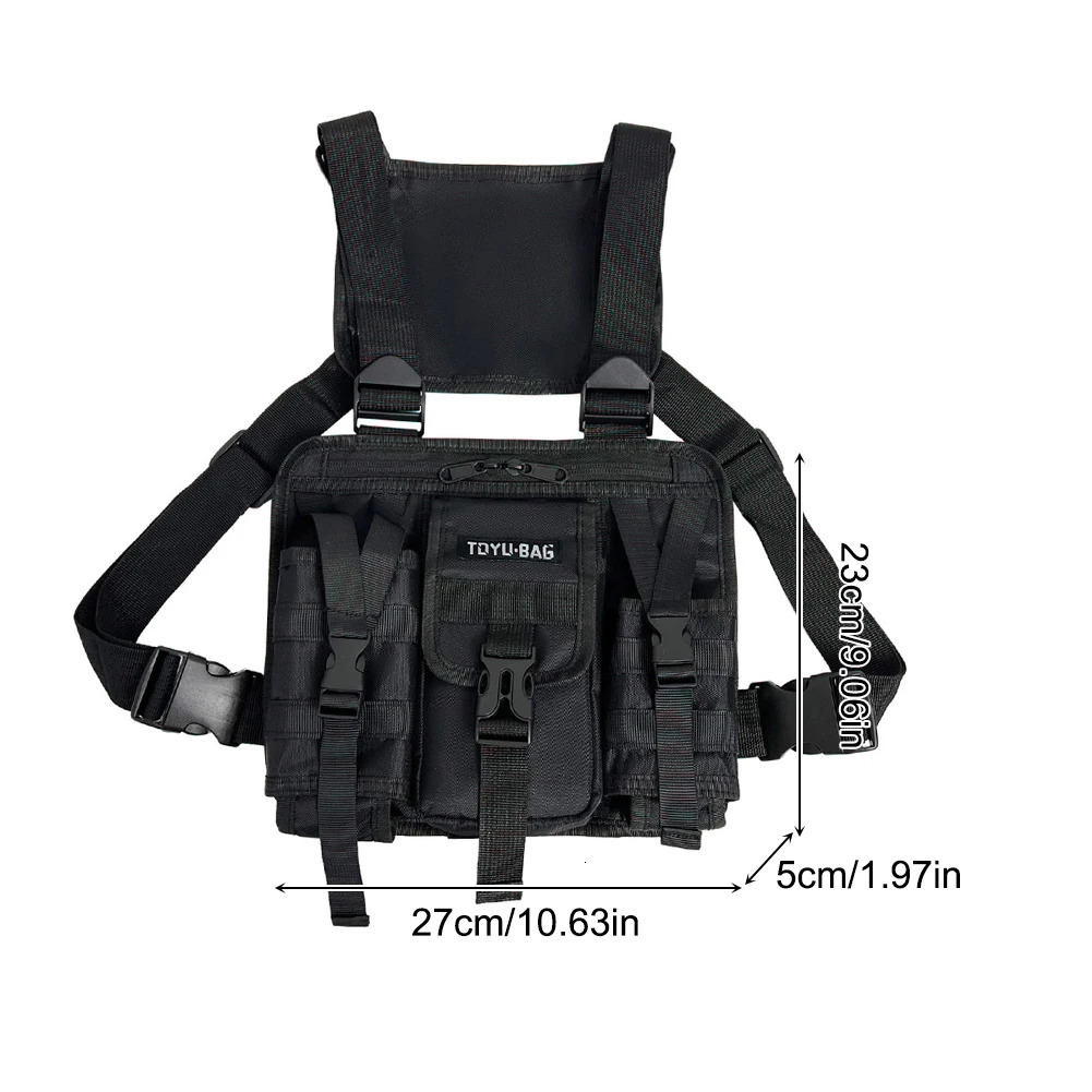Molle Shoulder Vest Bags Oxford Cloth Male Chest Bag Adjustable Multiple Pockets Lightweight for Outdoor Camping Supplies 250118