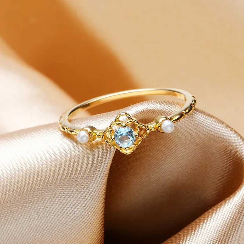 LAMOON Natural Topaz Rings For Wen Gemstone Ring Blue Topaz Freshwater Plearl 925 Sterling Silver K Gold Plated Jewelry RI183 X250220