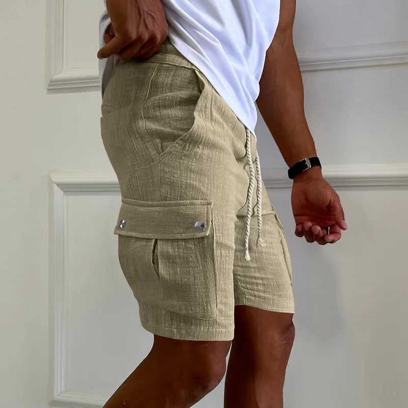 Casual Loose Breathable Shorts For Mens Spring Summer Fashion Patchwork Pockets Cargo Shorts Men Vintage Solid Color Fit Shorts X250220