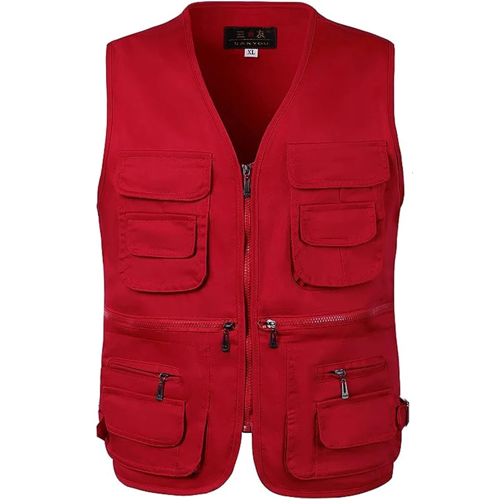 Summer Men Tactical Hiking Fishing Vest -pocket Pographer Waistcoat Outdoor Leisure Male Thin Cargo Jacket Vests S-6XL 250219