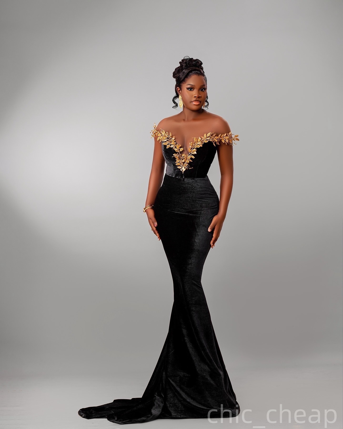 Black Mermaid Prom Dresses 2025 Florals Sheer Neck Velvet Evening Formal Party Second Birthday Engagement Gowns Plus Size Dress For Special Occasions