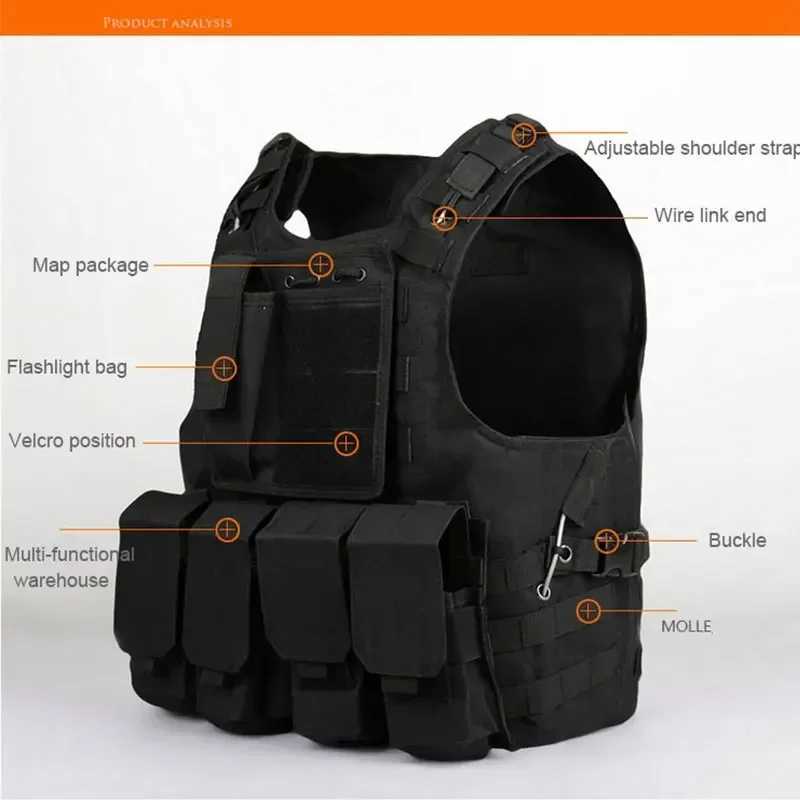 Tactical Vest CS Game Airsoft Assault Molle Vest Equipment Outdoor Clothing Hunting Camouflage Vest Combat Security WaistcoatXJ250219