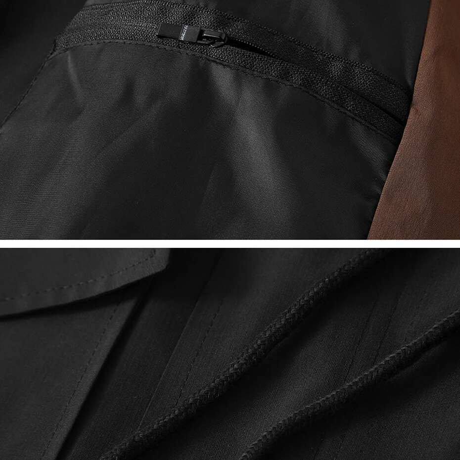 Men's Long Hooded Windproof Jacket, Casual Clothing, Solid Color, Large Size 10XL 12XL