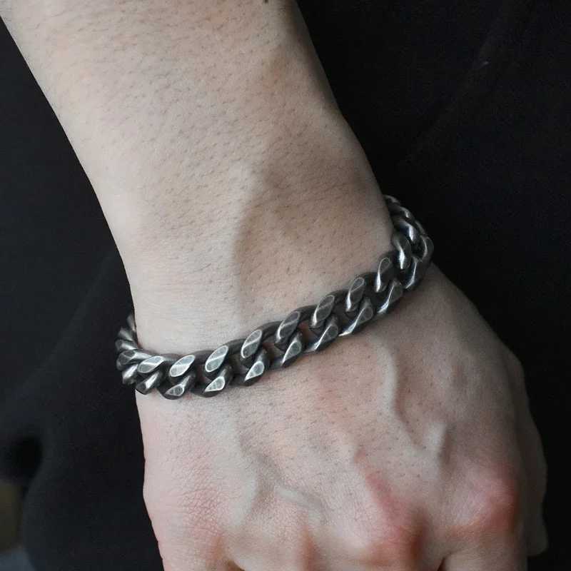 Punk Vintage Stainl Steel Rock Bangle Bracelet Cuban Chain Fashion Jewelry Hip Hop R Women Men Unisex Gift PartyXJ250219