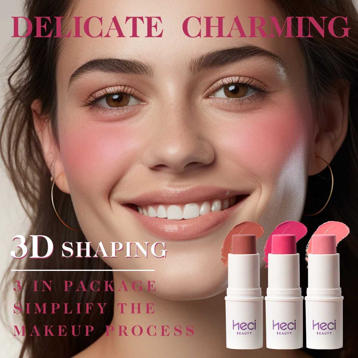 3 pieces/set Hot Pink lipstick Coloring Multi purpose Waterproof Makeup Stick Set High Color Silk Moisturizing Candy Rose Cream B CreamW250220