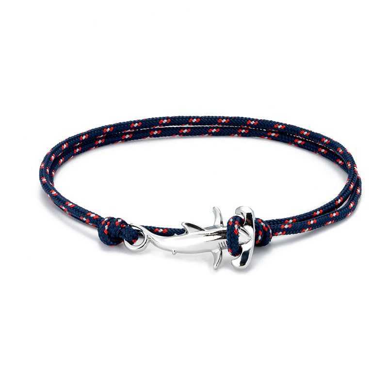 Charm Bracelets Minimally electroplated black cute little hammerhead shark colored rope adjustable bracelet vacation style beach style H25220