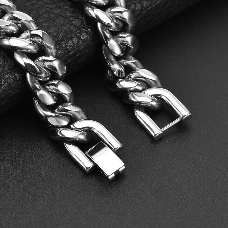 Charm Bracelets Accessories mens fashion punk mirror light Cuba chain trend stainless steel bracelet hip hop Bracelet H25220