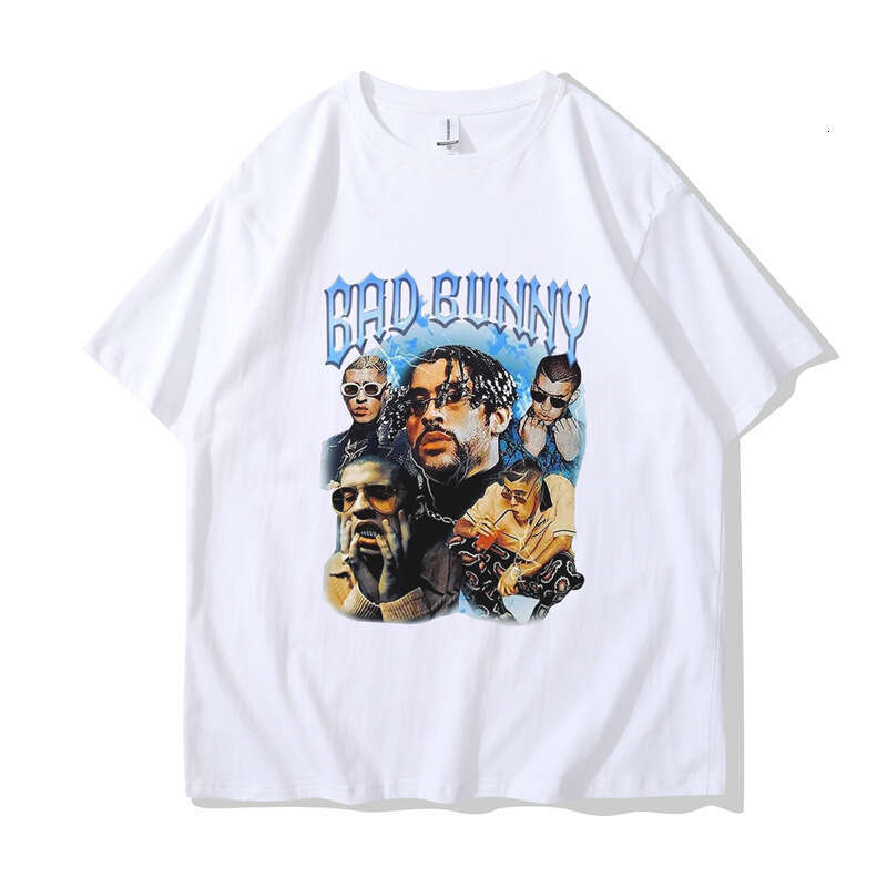 200g fabric cotton T European size new Bad bunny fashion hip-hop T-shirt print