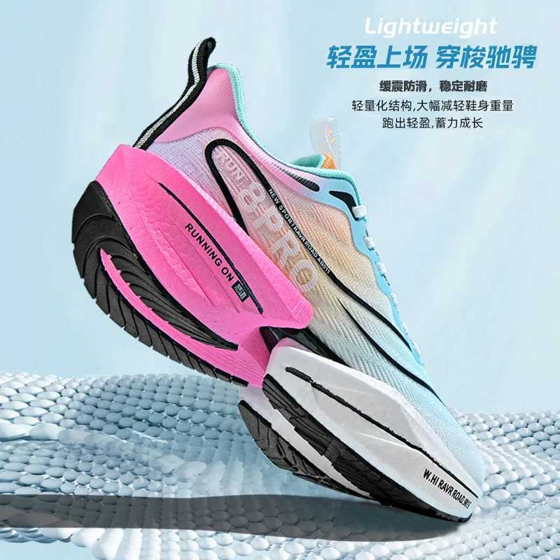 Carbon Plate Running Shoes Marathon Men Sports Breathable Lightweight Womens Comfortable Athletic Nonskid Air Cushion Sneakers Z250304