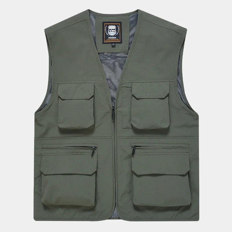 5XL Mens Vest Casual Outdoor Climbing Fishing Jacket Male Multi Pocket Quick Drying Thin Mountain Climbing Waterproof Coats 250219