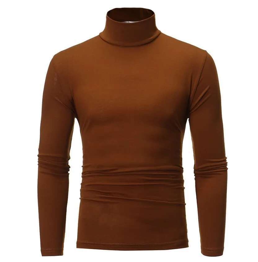 Men's Basic Covered Cut Roll-Neck Sweater, Thin Bottom Uniform T-Shirt, High-Neck Sweater, Men's Fashion, Autumn, Spring