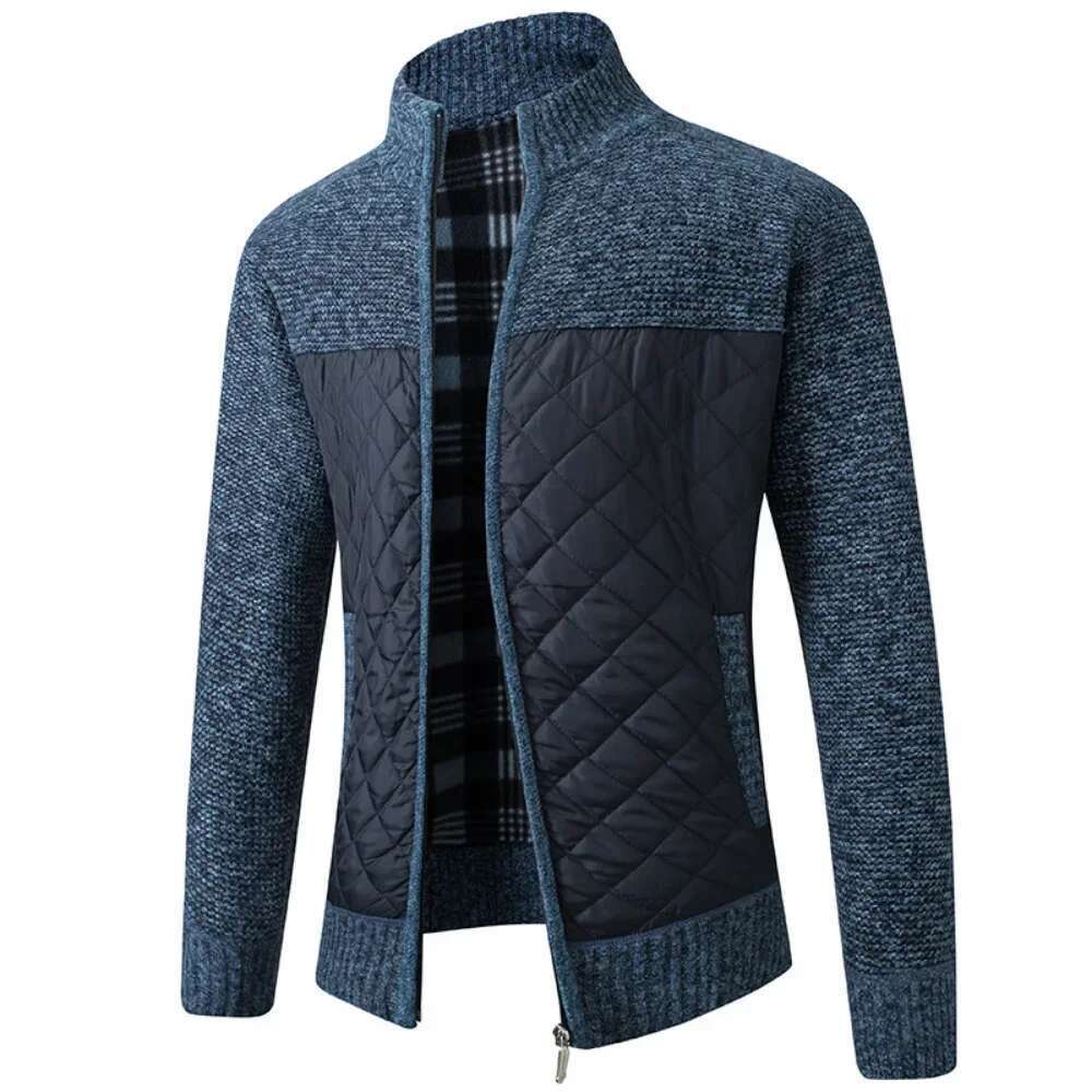 Zippered jacket high-neck cut covers for men, solid optics, warm sweater, autumn, winter, new