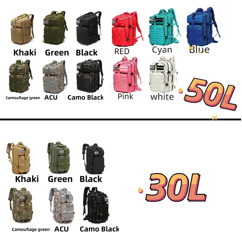 30L50L 1000D Nylon Waterproof Trekking Fishing Hunting Bag Backpack Outdoor Rucksacks Tactical Sports Camping Hiking 250219