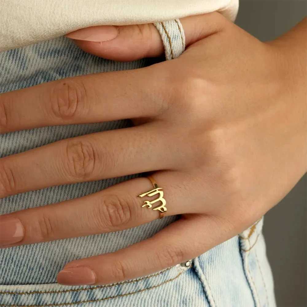Fashionable Arabic text ring used for gold colored stainless steel open rings religious jewelry gifts X250220