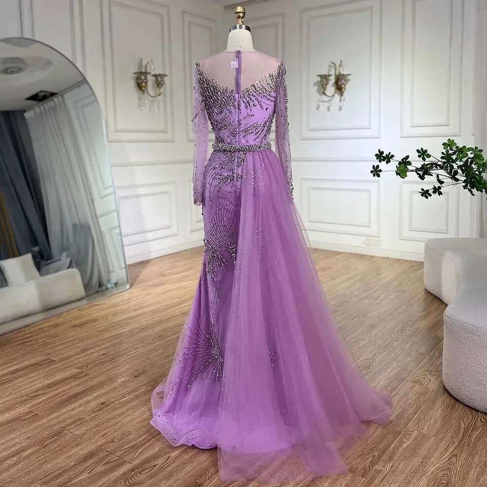Purple Elegant Mermaid Evening Gowns With Beaded Skirt Long Women S Wedding Party Customize BLA