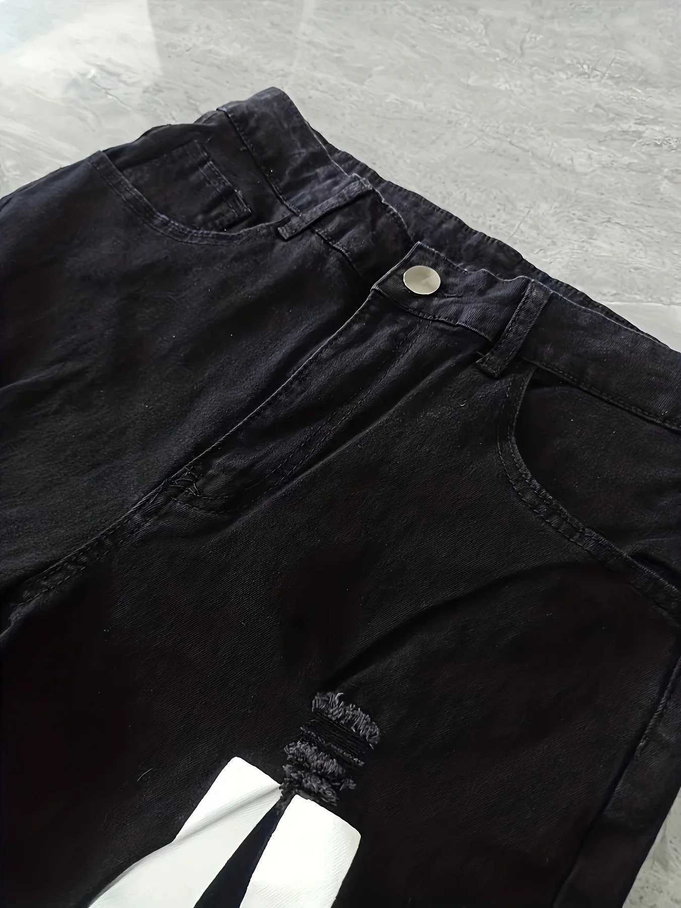 Stripe printing Jeans Men Cotton Stretchy Ripped Skinny Jeans High Quality Hip Hop Black Hole Slim Fit Oversize Denim Pants X250220