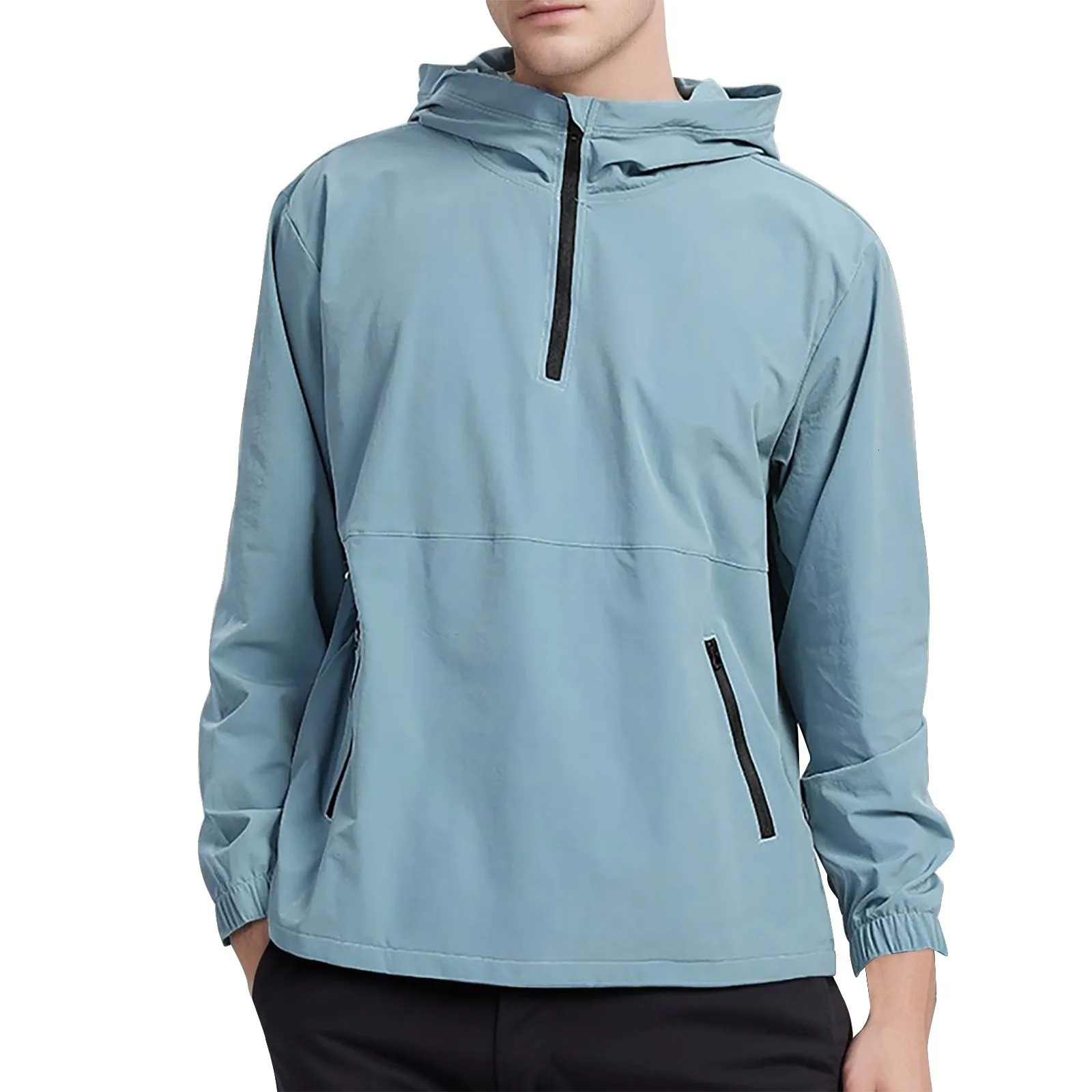 MenS Lightweight Half Zipper Jacket Fashion Running Hiking Outdoor Sports Windbreaker Active Style Hoodies Mens Clothing 250218