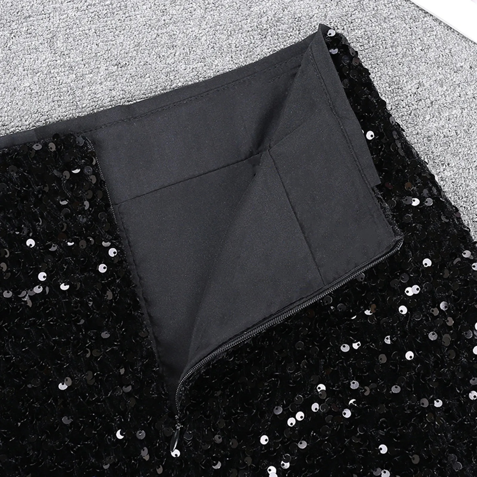 Sequins Mini Skirt High Waist Glitter Slim Fit Bodycon Skirts Solid Color Party Wear Evening Club Female Short 250220