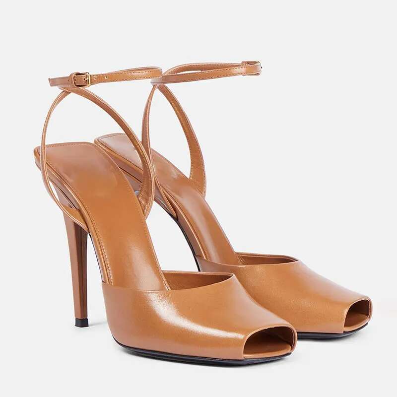 2025 Early Spring New Fish Mouth High Heels With One Piece Buckle And Open Toe Thin Heel Fashion Banquet Women's Sandals