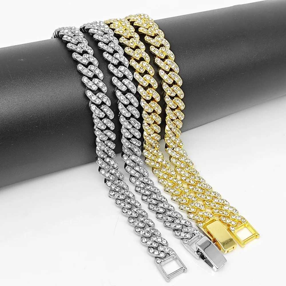 New 9MM Hip Hop Men Women Prong Cuban Link Chain Necklace Bling d Out 1 Row Rhinestone Paved Miami Cuban Chain Jewelry GiftXJ250219
