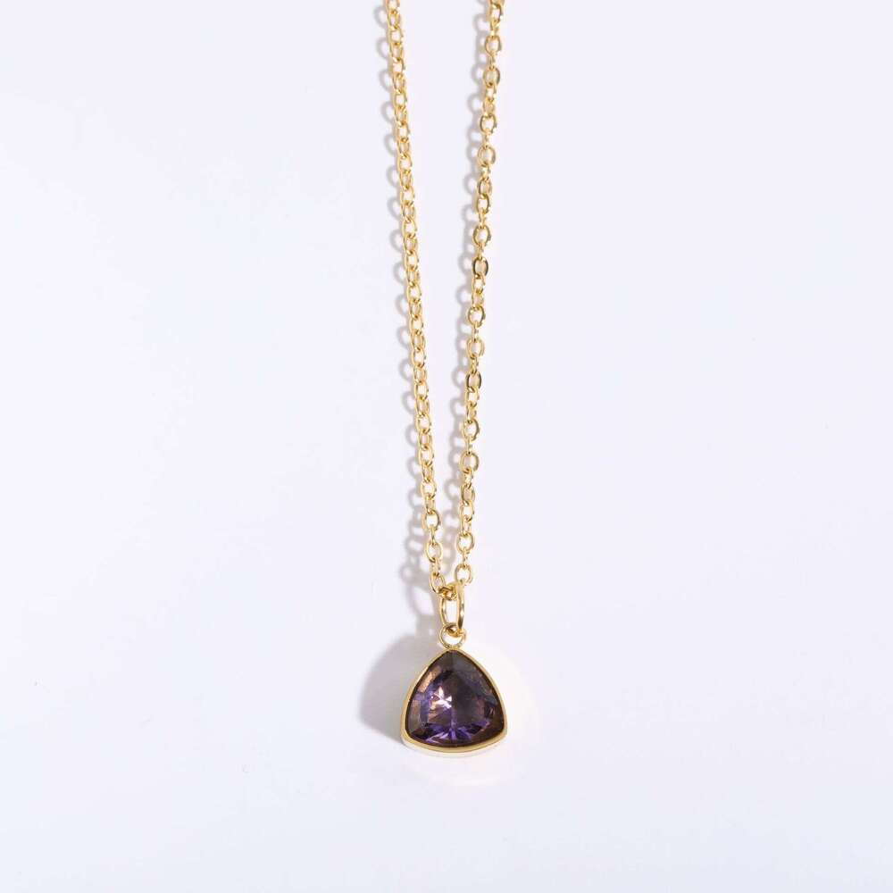 Titanium Steel Twee Necklace Born in December Lock Bone Chain Birthday Personalized Jewelry Zircon Stone