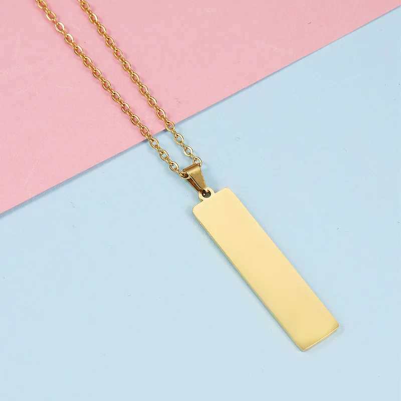 10Pcs Mirror Polished 10x40mm Strip Pendant Necklaces Stainl Steel Cable Chain Necklaces For Women MenXJ250219