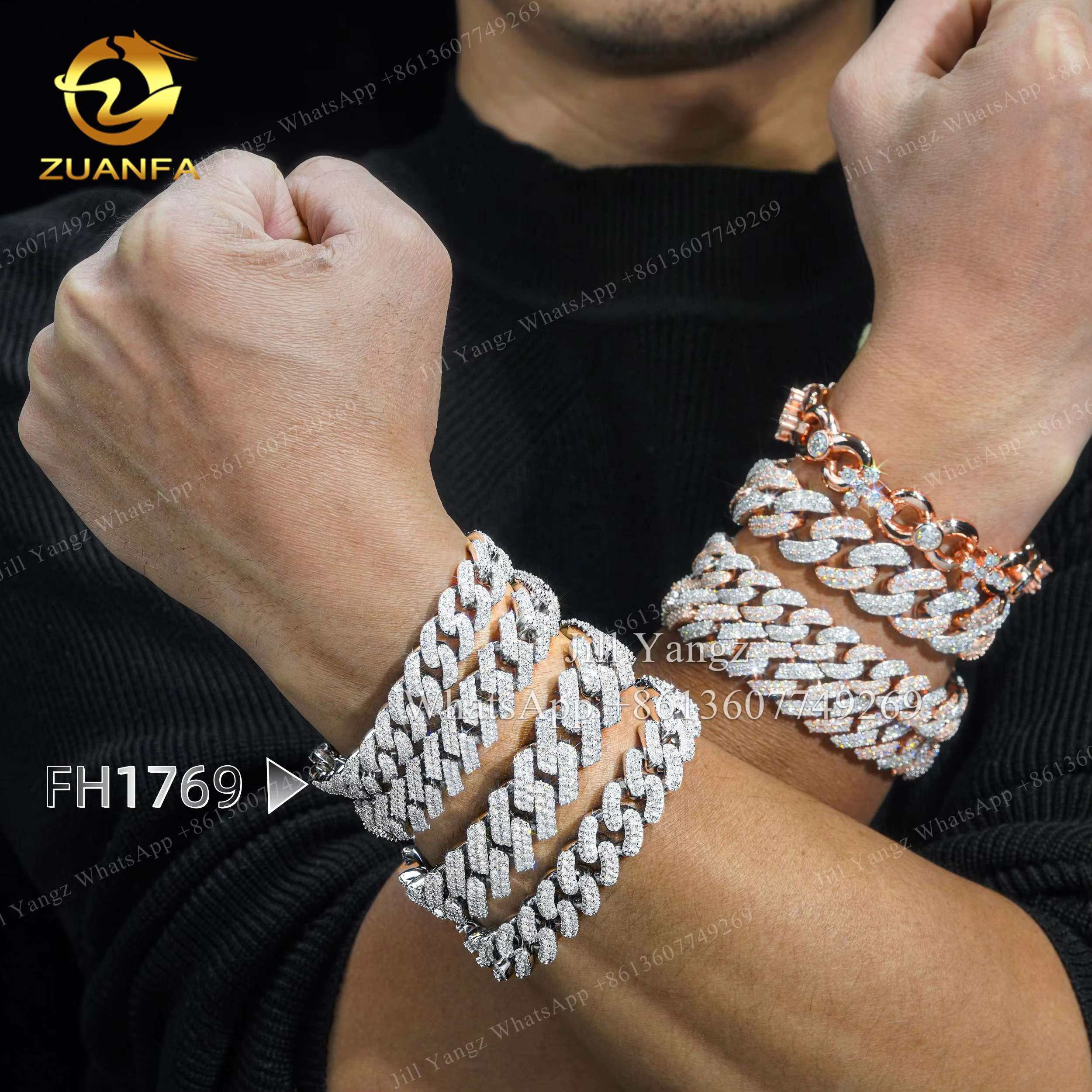 Ready Stocks Bulk Production 12mm VVS Moissanite Cuban k Rappe Soldier Chain R Hip Hop Necklace Rock