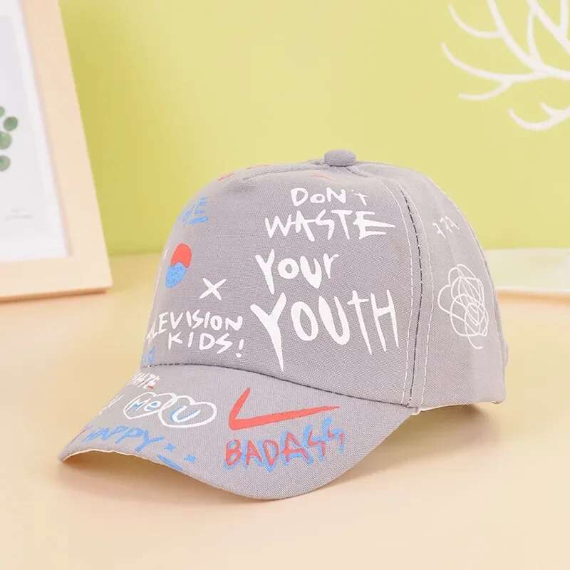 Ddmyshoesvip Children Graffiti Baseball Cap New Spring Summer Solid Sunhat Boys Girls Cotton Snapback Caps Cute Kids Hip Hop Fishing Hat