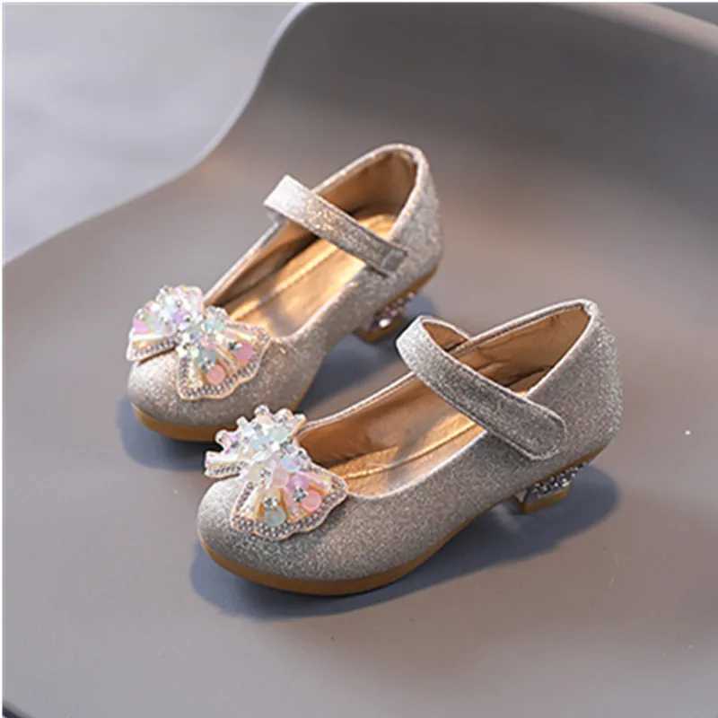 Childrens Leather Shoes Spring Autumn Versatile Girls High Heels for Princess Party Fashion Sweet Bowtie Kid Causal Dress Shoes X250220