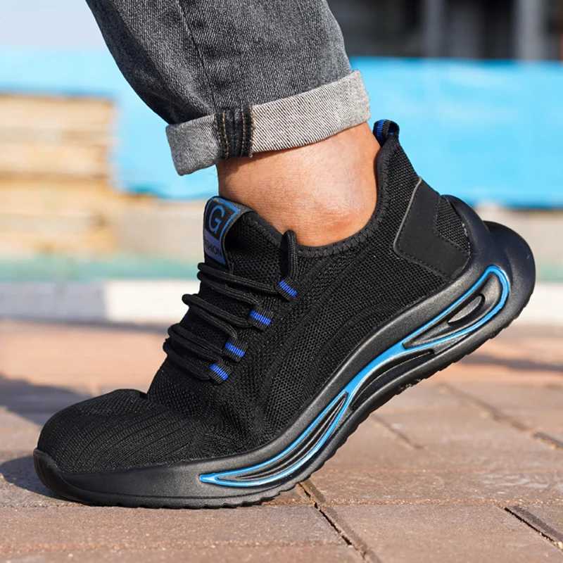 Outdoor Work Sneakers for Men Safety Protective Shoes Working Safe Industrial Puncture-Proof Anti-smash Steel Toe Shoes Z250225