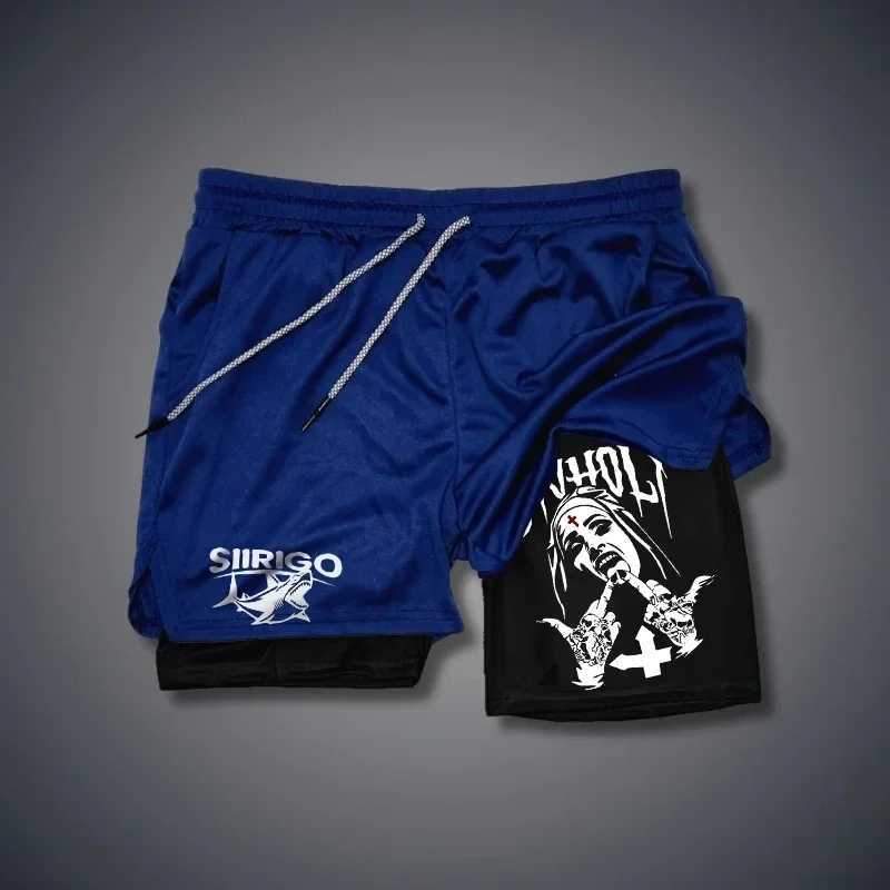 Mens Fitness Shorts Breathable Quick Drying Printed Double-Layer Shorts Summer Sports Casual Training Jogging Shorts XS-3XL X250220
