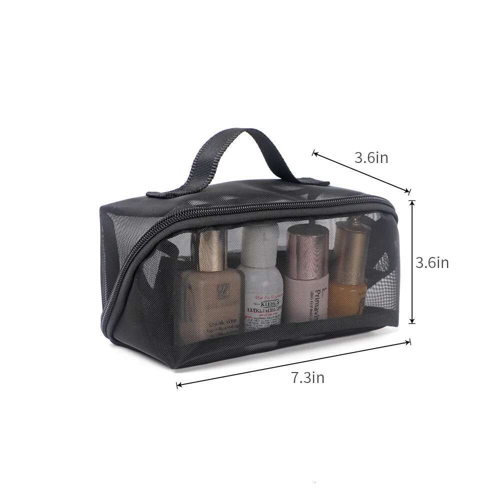 Portable Black Hand-held Makeup Travel Mesh Women's Wash Cosmetic Fiess Pocket Bath Storage Bag swissmilitary