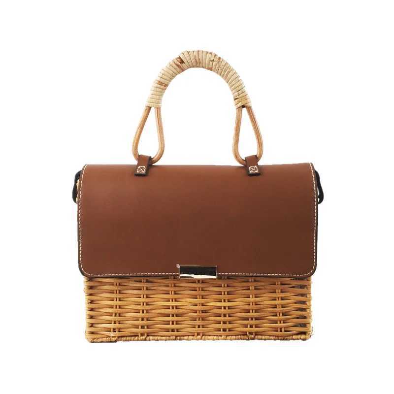 Rattan Women Handbag Designer Wikcer Woven Shoulder Crossbody Bag Summer Beach Lady Small Flap Bali Purse Z250219