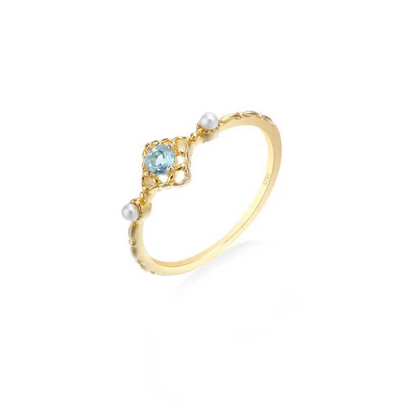 LAMOON Natural Topaz Rings For Wen Gemstone Ring Blue Topaz Freshwater Plearl 925 Sterling Silver K Gold Plated Jewelry RI183 X250220